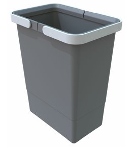 Plastový koš Elletipi s rukojeťmi Cover SMALL, 6 L, šedý, 28 x 15 x 22,5 cm